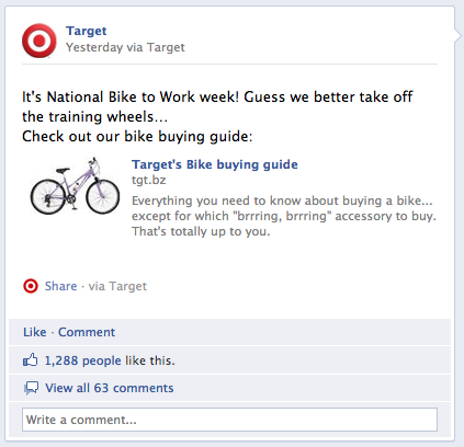 Target ad for bike to work week