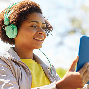 Woman listening to music