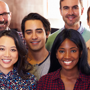 A group of happy, productive employees