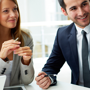 Attentive employees at a meeting