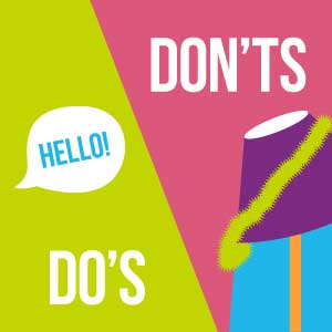 do's and don'ts party lampshade graphic